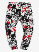 Allover Cartoon Print Drawstring Cargo Jogger Pants
