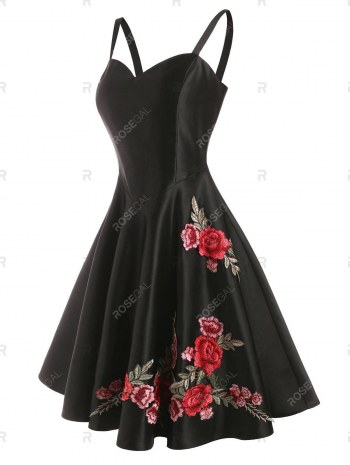 Applique Flower A Line Party Dress