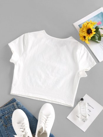 Argyle Print Crop T Shirt