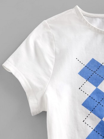 Argyle Print Crop T Shirt