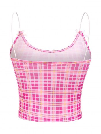 Bowknot Plaid Crop Top