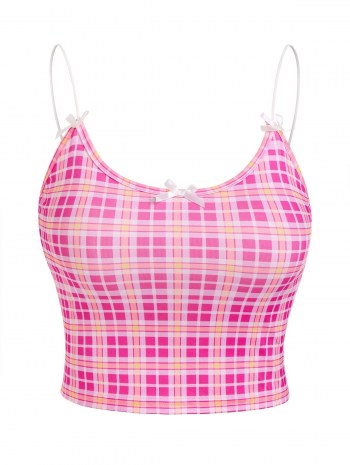Bowknot Plaid Crop Top