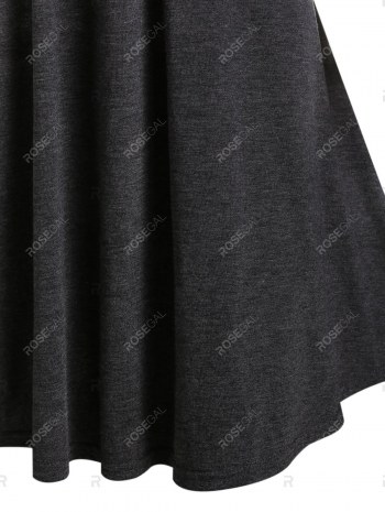 Buckle Detail Long Sleeve Heathered Dress