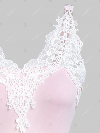 Butterfly Print Lace Panel Mini Cami Dress