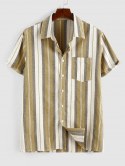 Button Up Contrasting Vertical Stripe Print Shirt