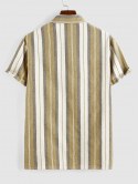 Button Up Contrasting Vertical Stripe Print Shirt