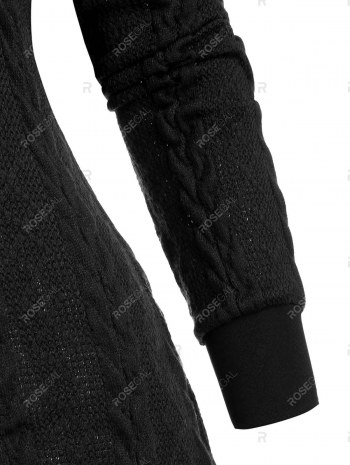 Cable Knit Skew Neck Sweater Dress