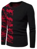 Camouflage Pattern Contract Color Pullover Sweater