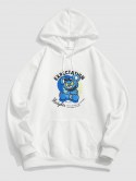 Cartoon Animal Letter Graphic Fleece-lined Hoodie