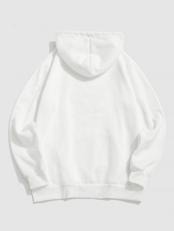 Cartoon Animal Letter Graphic Fleece-lined Hoodie