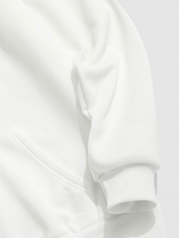 Cartoon Animal Letter Graphic Fleece-lined Hoodie