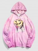 Cartoon Face Tie-dye Print Graphic Hoodie