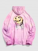 Cartoon Face Tie-dye Print Graphic Hoodie