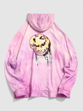 Cartoon Face Tie-dye Print Graphic Hoodie