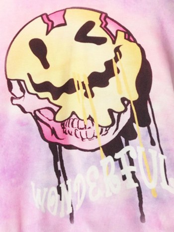 Cartoon Face Tie-dye Print Graphic Hoodie