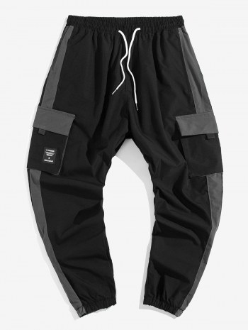 Casual Color Spliced Pocket Cargo Pants