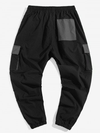 Casual Color Spliced Pocket Cargo Pants