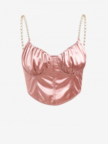 Chain Ruched Bust Corset Style Bralette Top