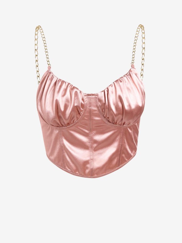 Chain Ruched Bust Corset Style Bralette Top