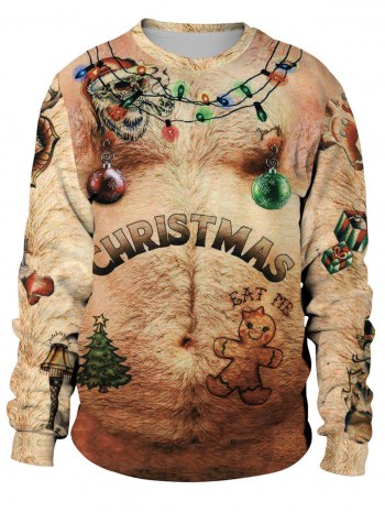 Christmas Ball Naked Belly 3d Print Sweatshirt