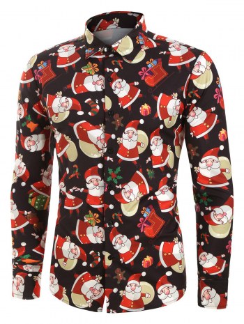 Christmas Santa Claus Pattern Long-sleeved Shirt