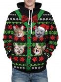 Christmas Snowflake Cat 3d Print Kangaroo Pocket Hoodie