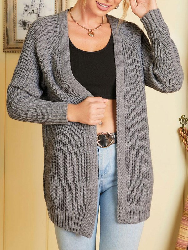 Chunky Raglan Sleeve Open Cardigan