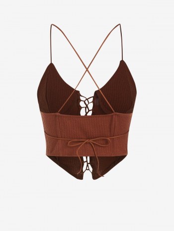 Cirss Cross Back Lace Up Knitted Tank Top