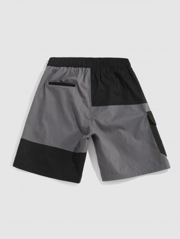 Colorblock Drawstring Cargo Shorts