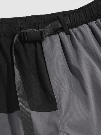 Colorblock Drawstring Cargo Shorts