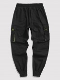 Contrasting Letter Beam Feet Cargo Techwear Pants