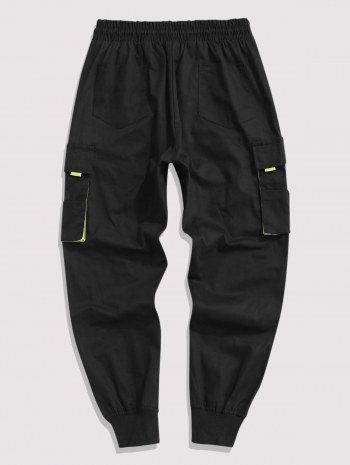 Contrasting Letter Beam Feet Cargo Techwear Pants