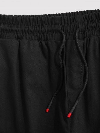 Contrasting Letter Beam Feet Cargo Techwear Pants