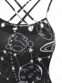 Crisscross Strappy Starry Sky Print Dress