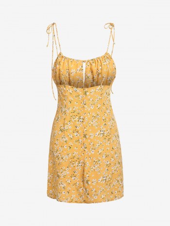 Ditsy Floral Ruched Tie Strap Cami Dress
