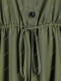 Drawstring Half Button Mini Dress