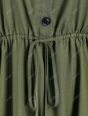 Drawstring Half Button Mini Dress