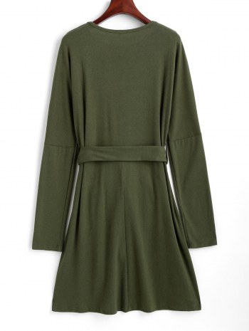 Drop Shoulder Belted Tulip Dress