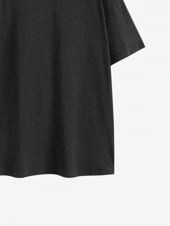 Drop Shoulder Oriental Dragon Print T Shirt