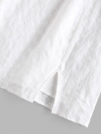 Embroidered Front Slit Mini Dress