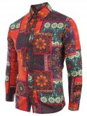 Ethnic Tribal Flowers Print Casual Shirt