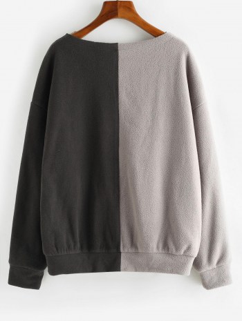 Floral Letter Two Tone Polar Fleece Sweatshirt