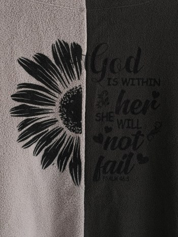 Floral Letter Two Tone Polar Fleece Sweatshirt