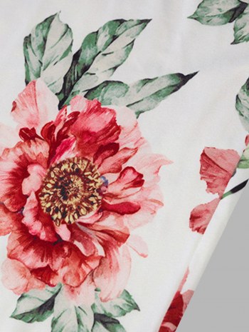 Floral Print Bungee Strap Midi Bodycon Dress