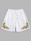 Flower Print Drawstring Sweat Shorts