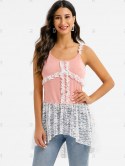 Frilled Lace Panel High Low Tank Top