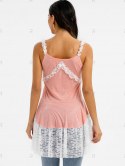 Frilled Lace Panel High Low Tank Top