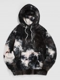 Front Pocket Tie Dye Fluffy Hoodie