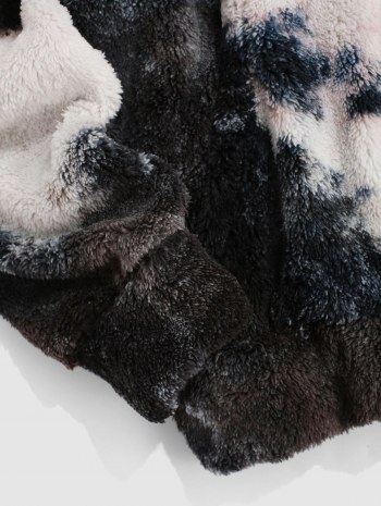 Front Pocket Tie Dye Fluffy Hoodie