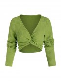 Front Twist Ribbed Crop Sweater